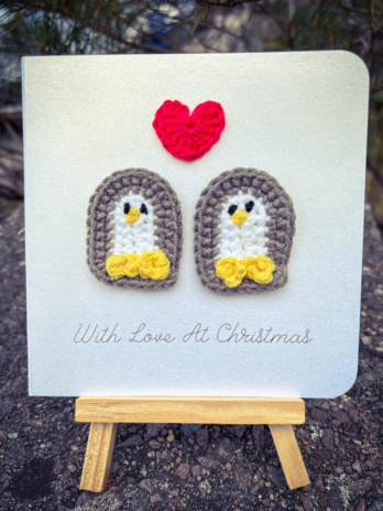 Hand Crocheted Penguin Christmas Card